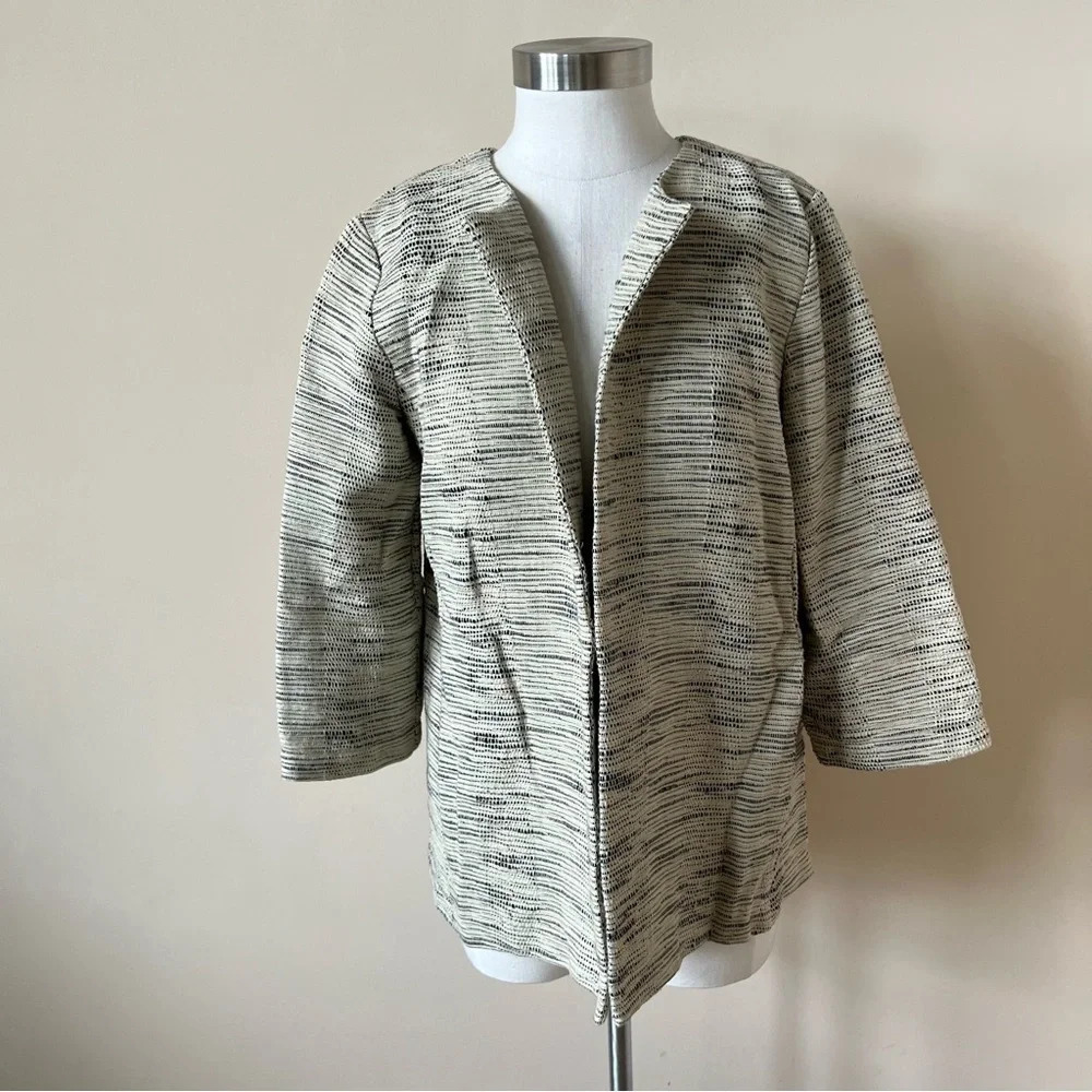 Eileen Fisher merino wool blend open front jacket 313